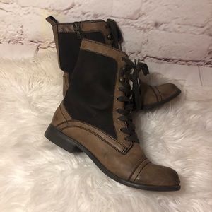 REPORT WOMENS LEATHER COMBAT BOOTS